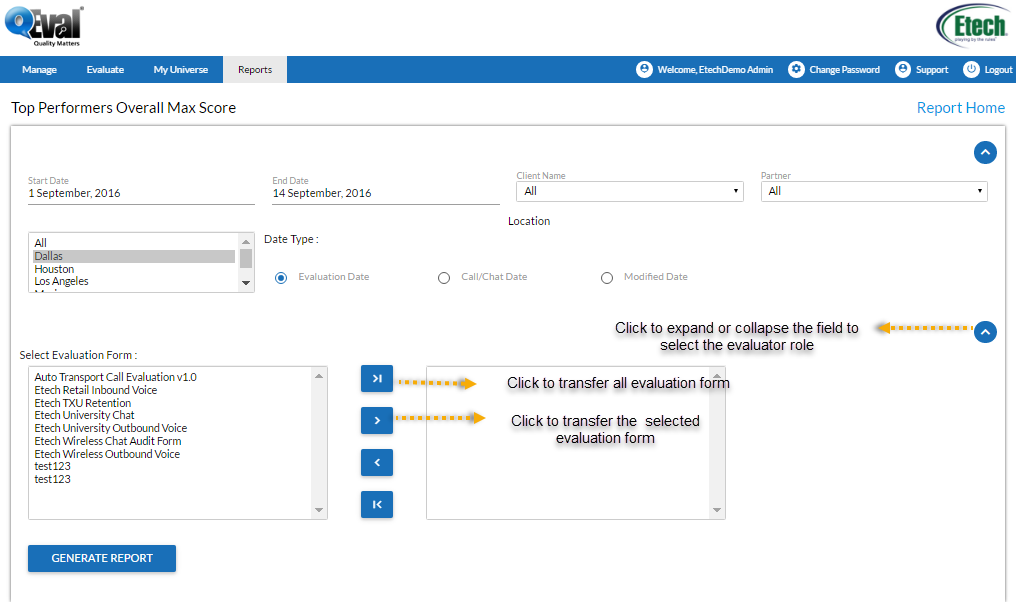 Top performers overall max score search field