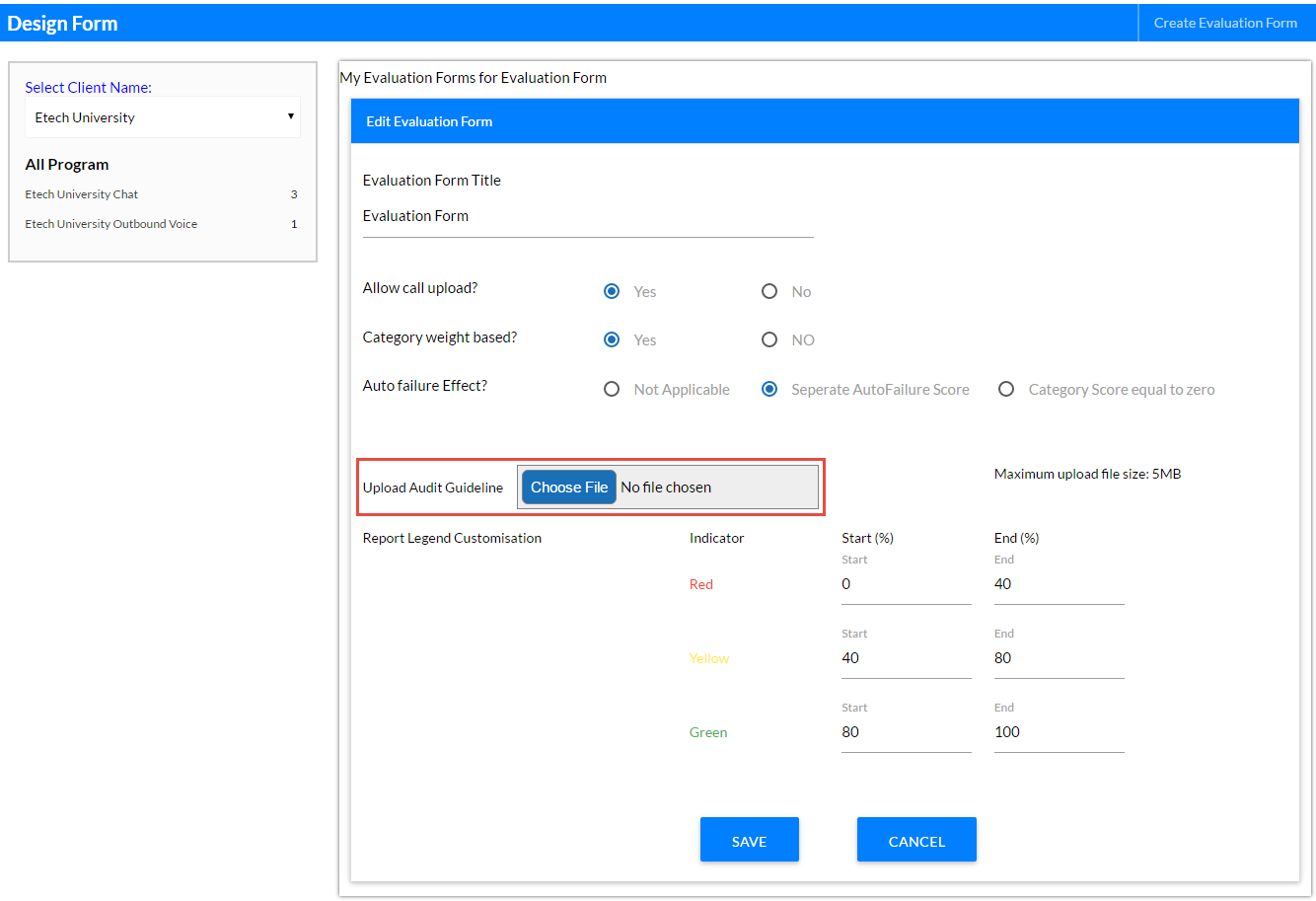 Audit guideline upload