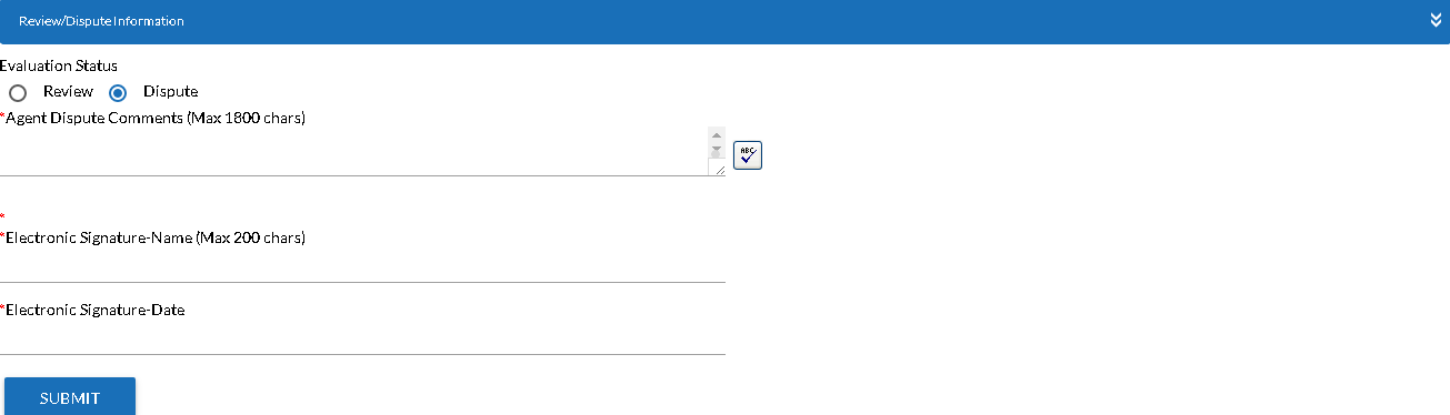 Review/Dispute- Evaluation Form