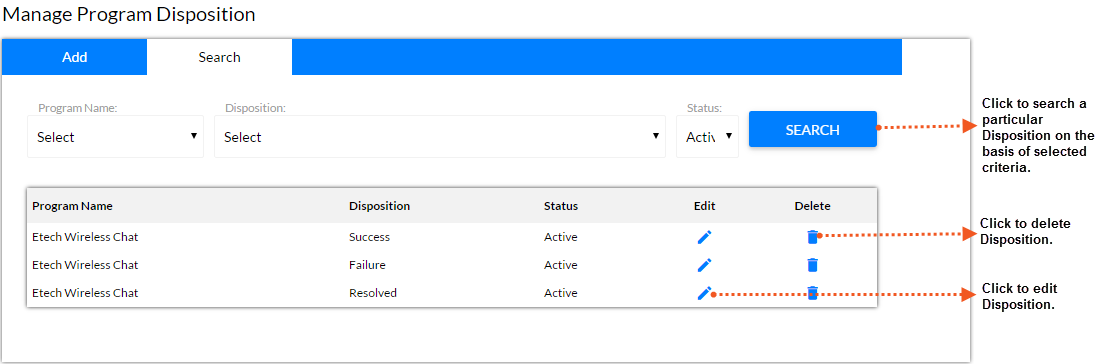 Search Program Disposition